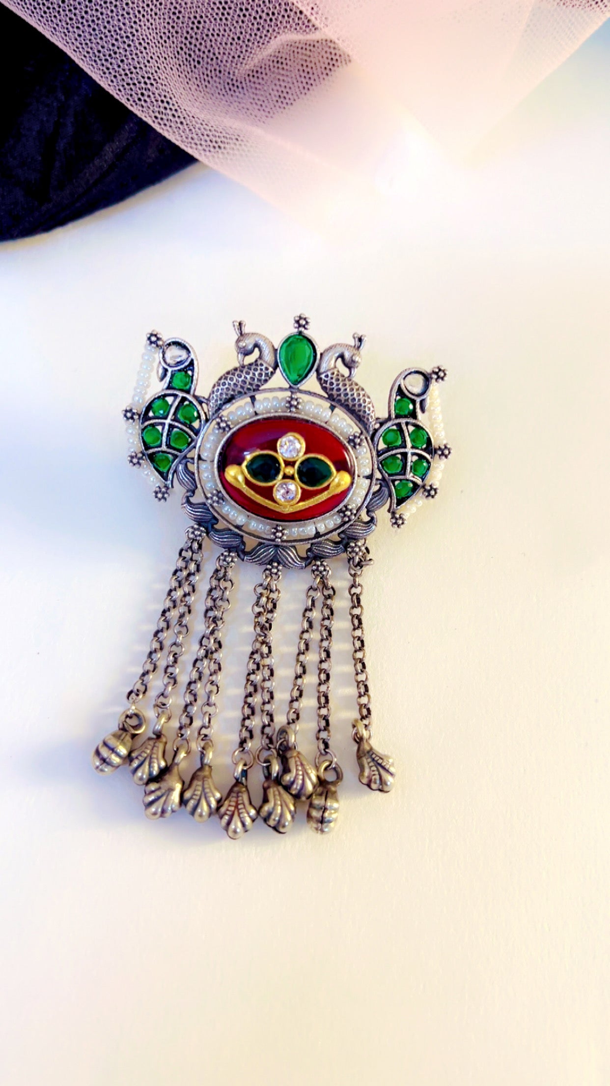 Red Vinika Silver Ring