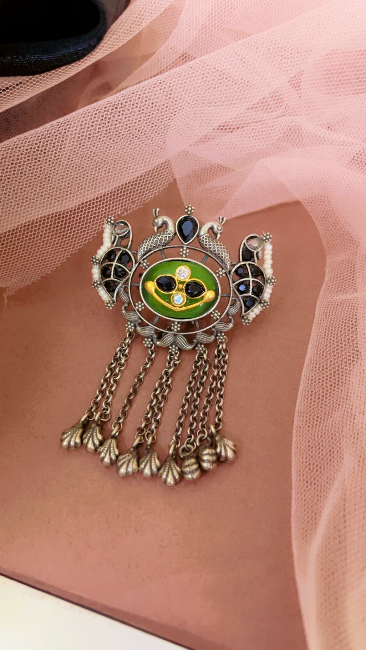 Green Vinika Silver Ring