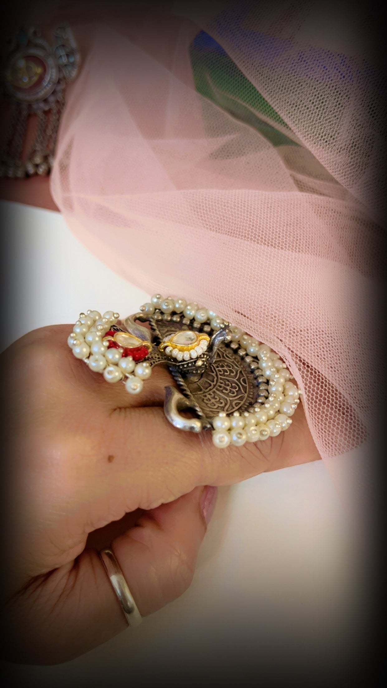 Blue Nimrat Silver Ring