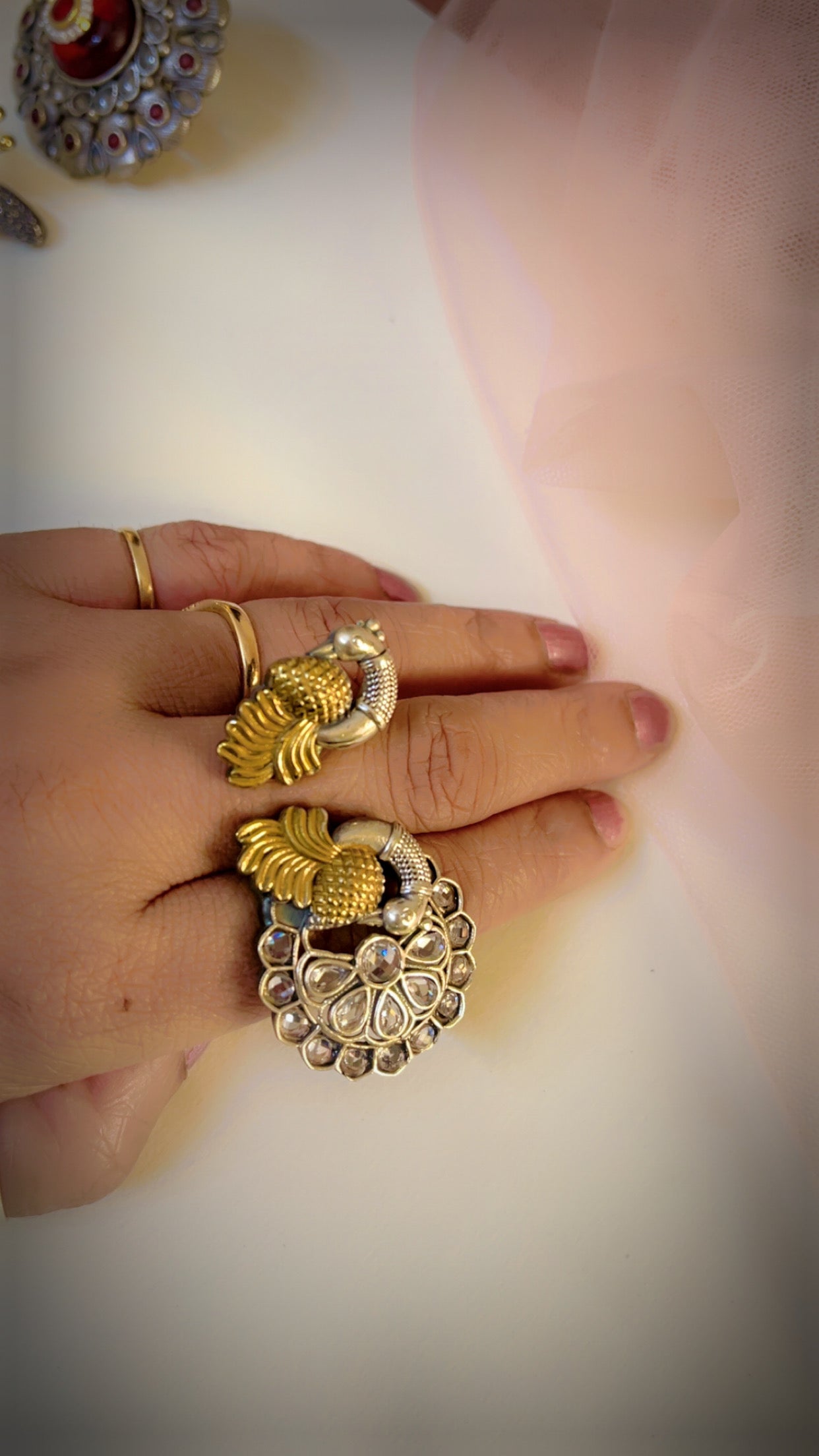 Pink Rashi Silver Ring