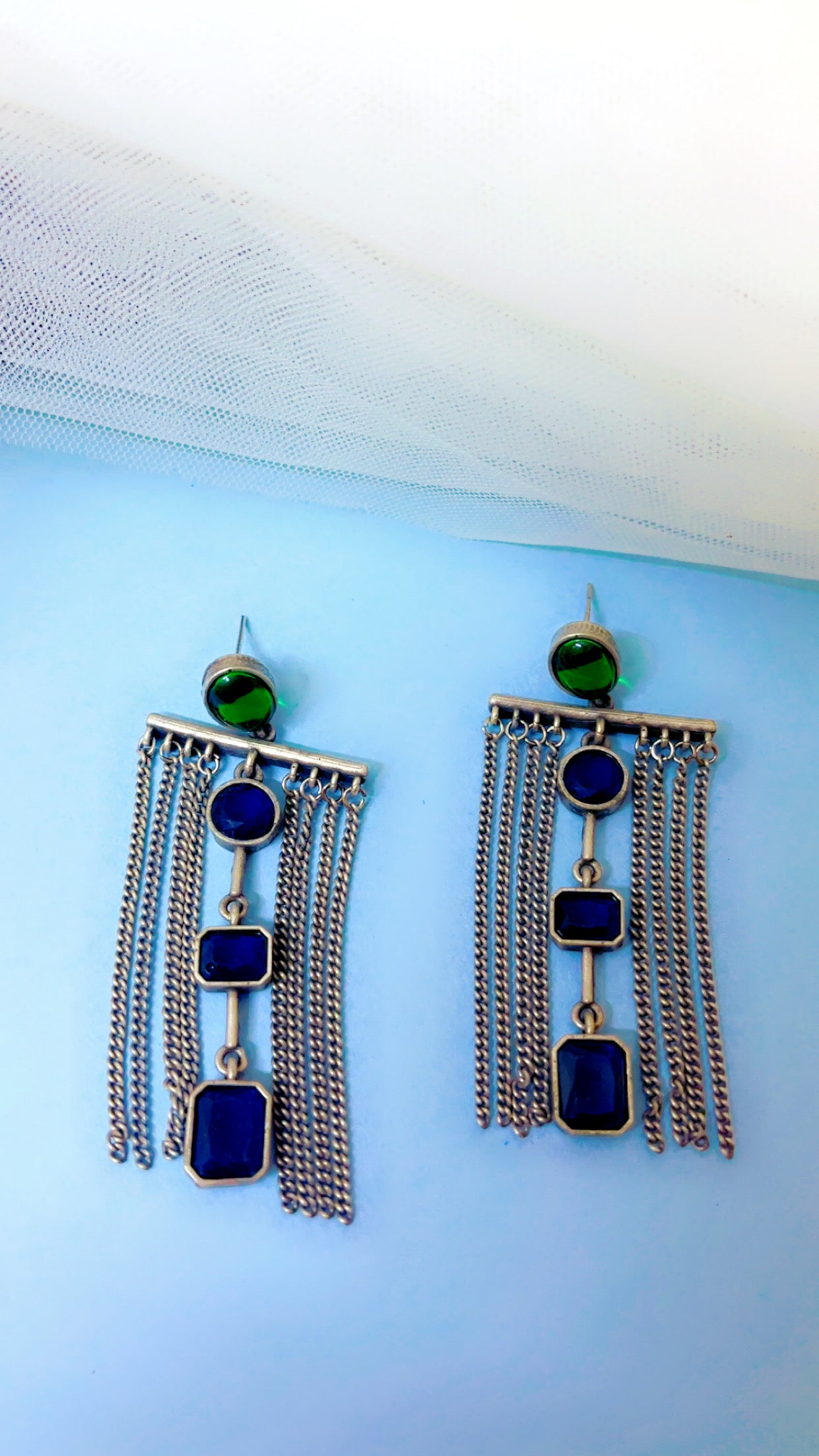 Black Ranjana Silver Earring