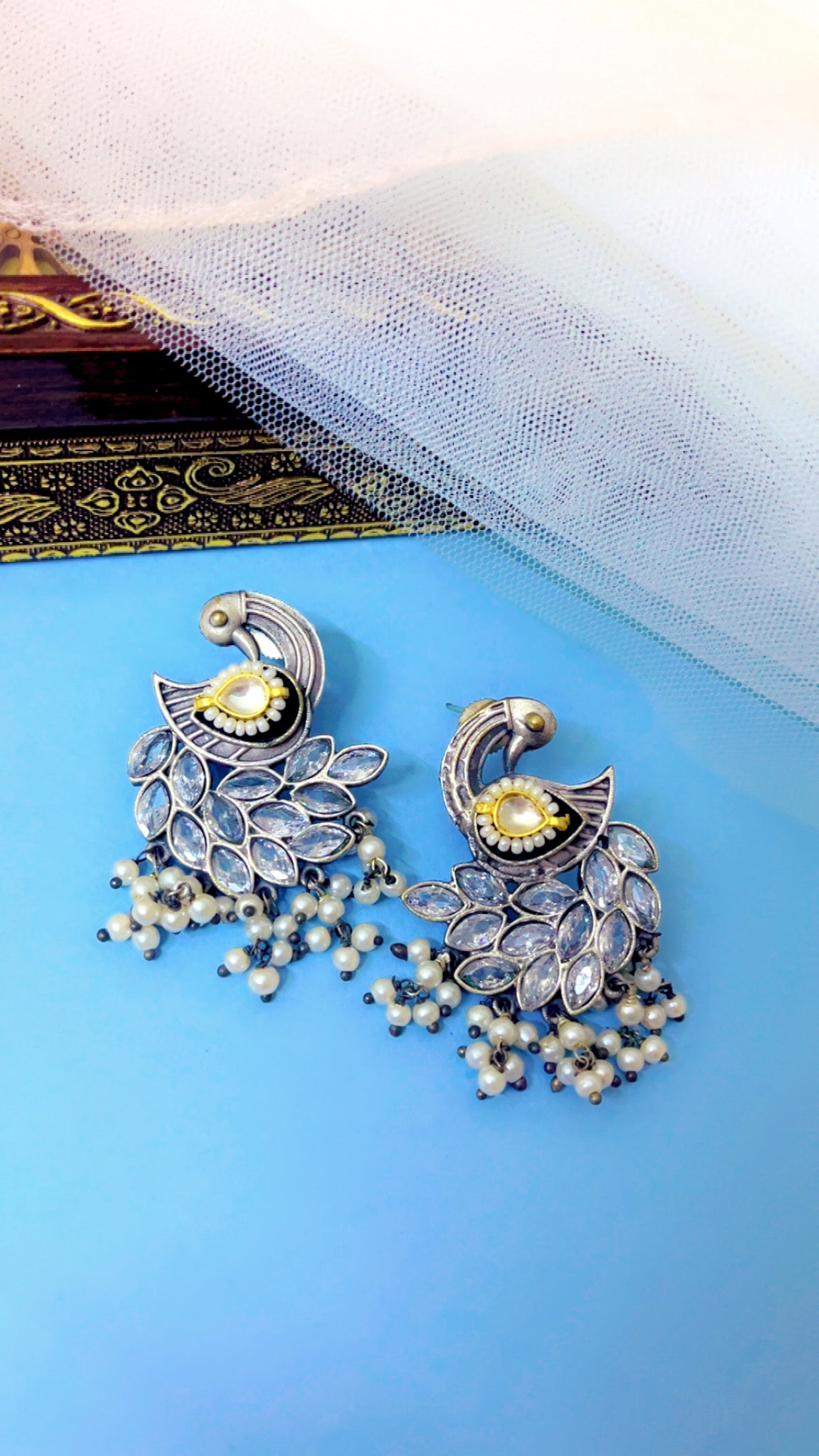 Black Kavya Silver Earring