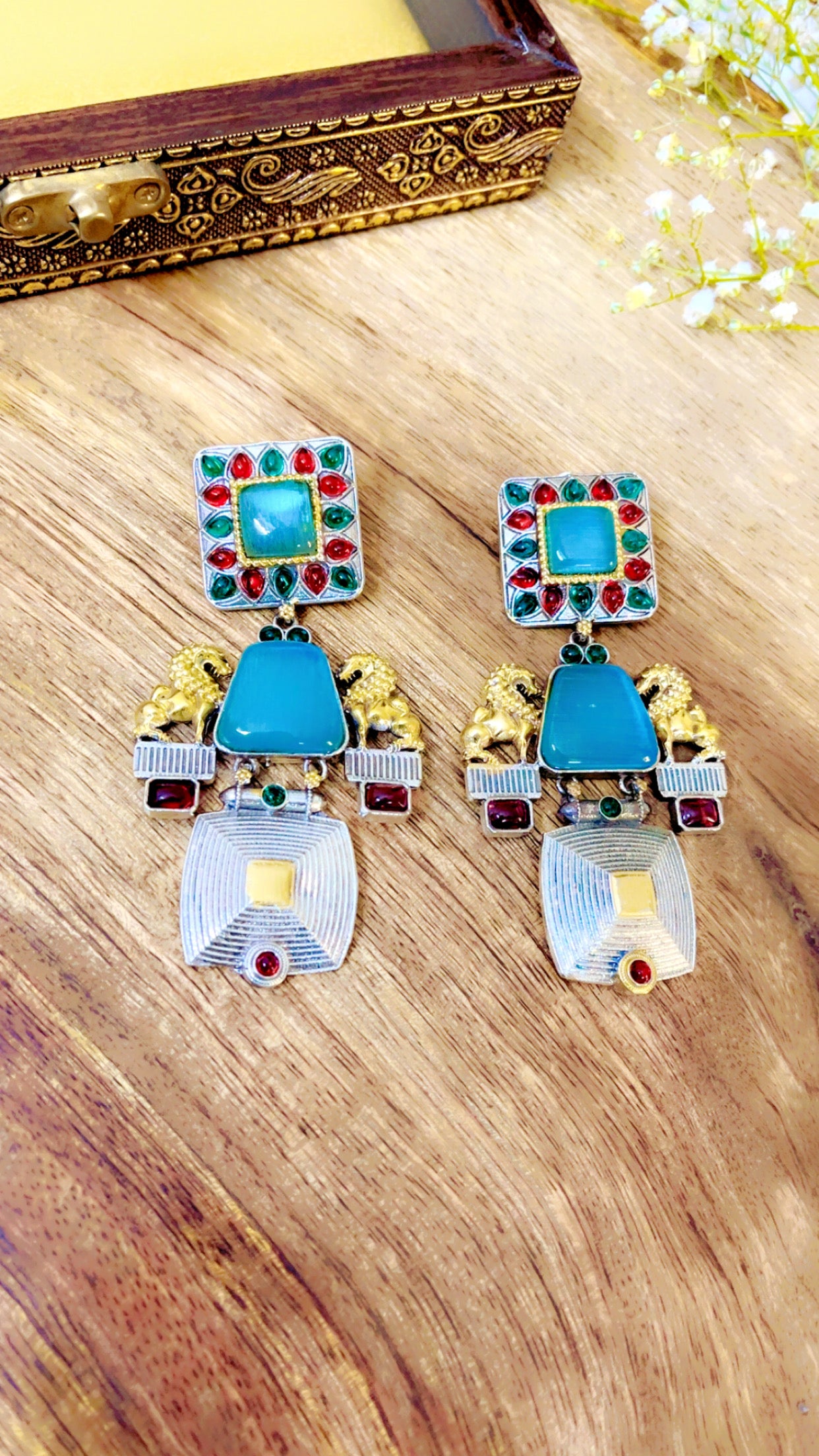 Blue Siyasha Silver Earring