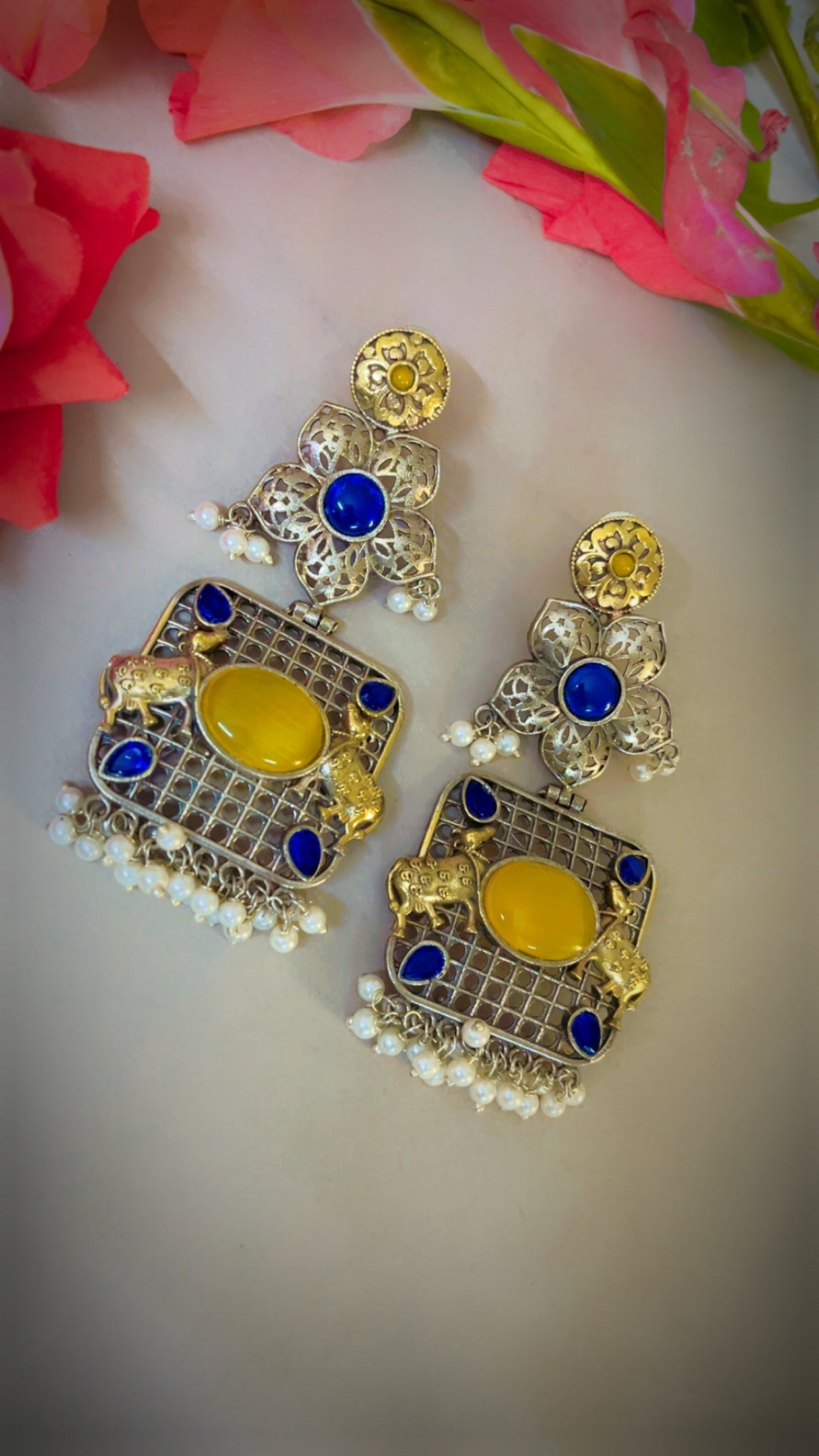 Yellow Naintara Silver Earring