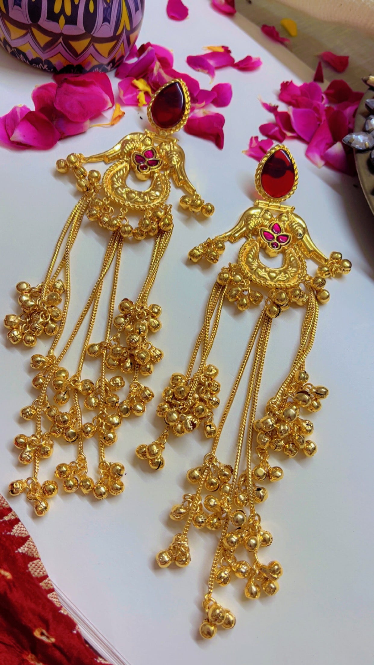 Red Aasma Kashmiri Earring