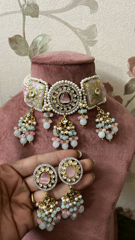 Pink Meena Necklace