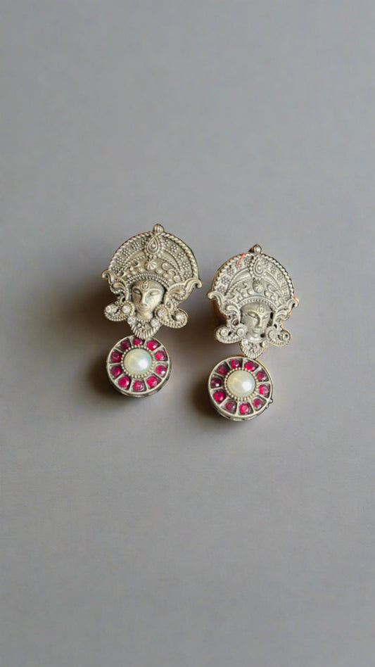 Ma Durga Silver Earring