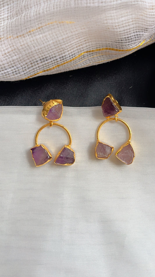 Purple Druzy Earring