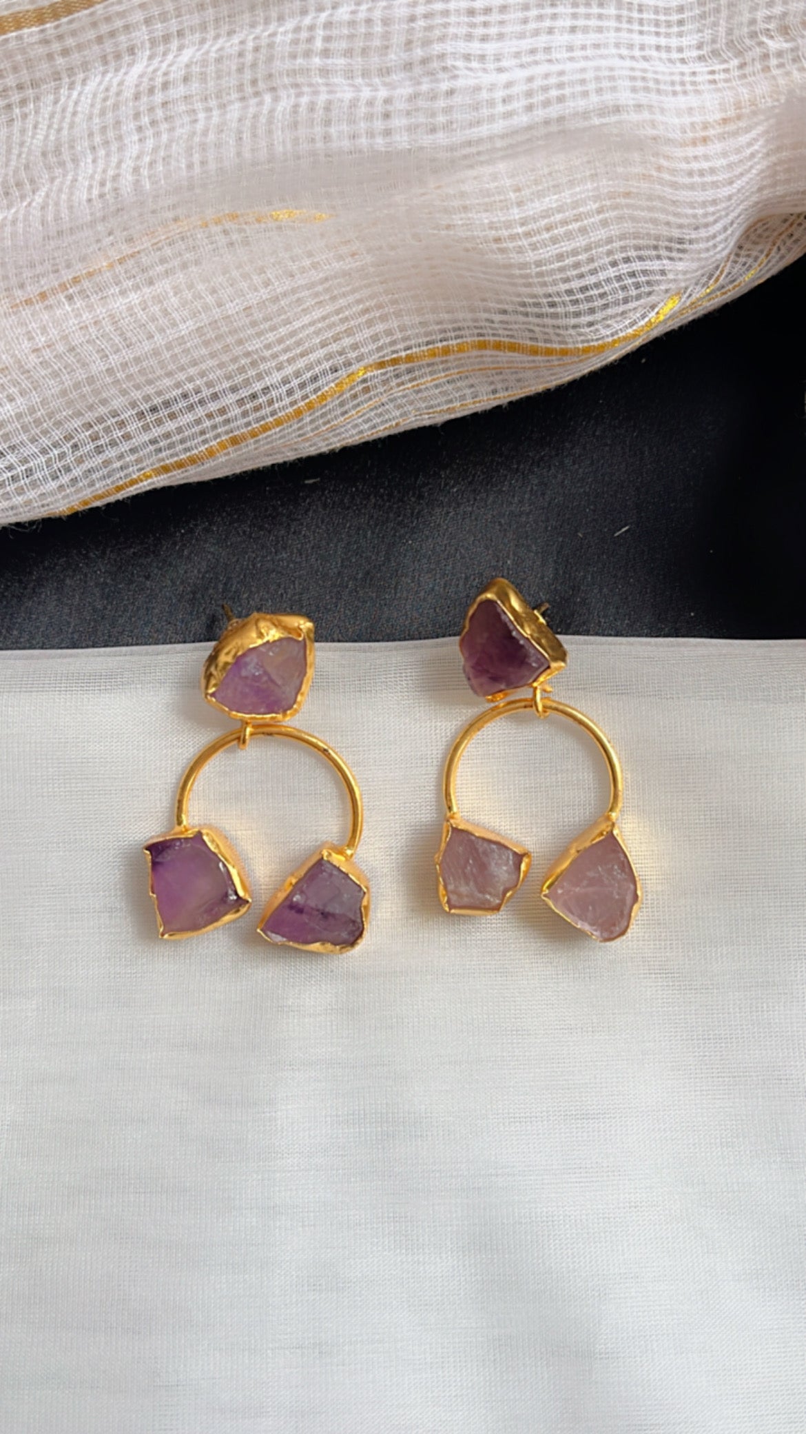 Purple Druzy Earring