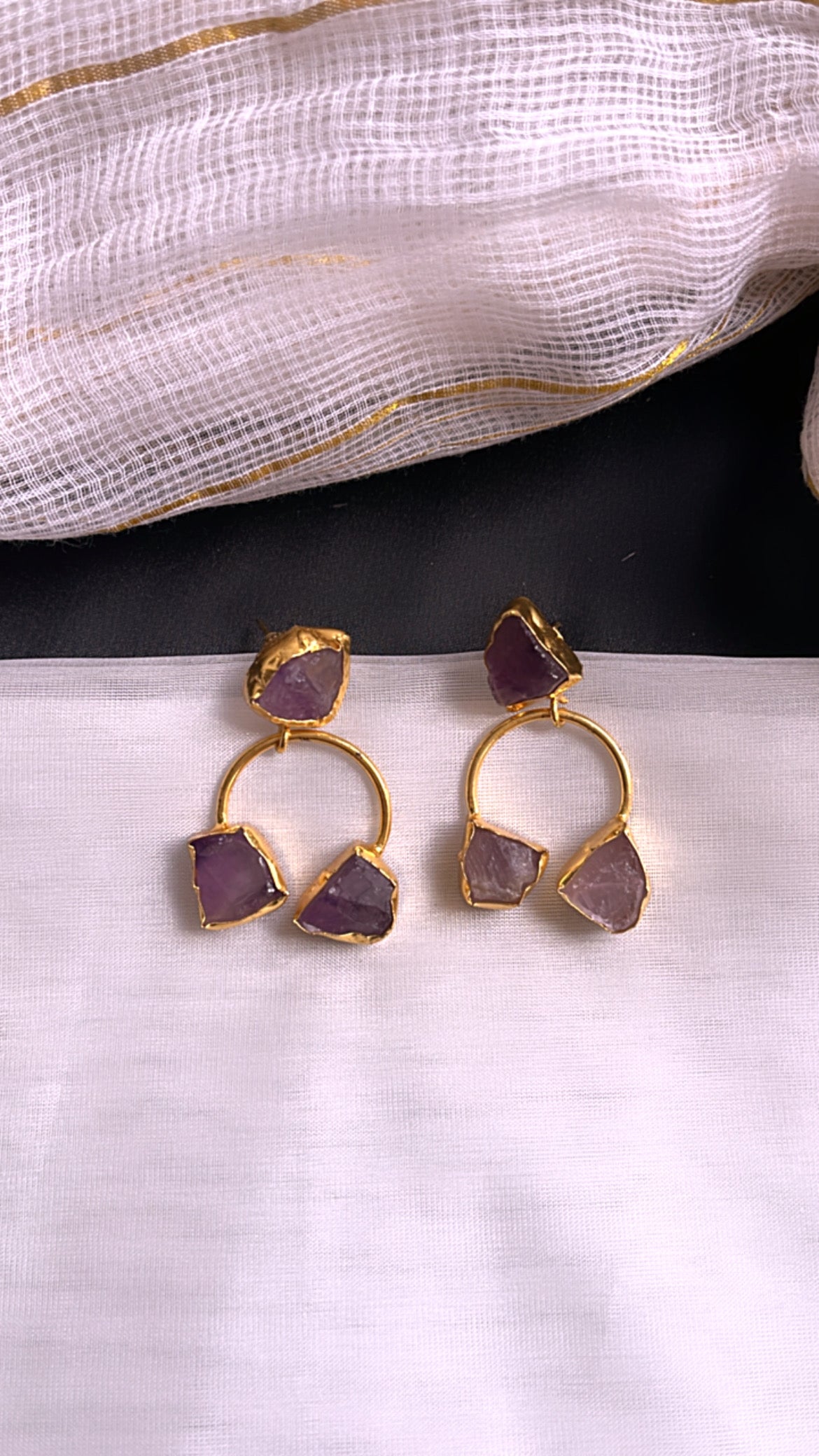 Purple Druzy Earring
