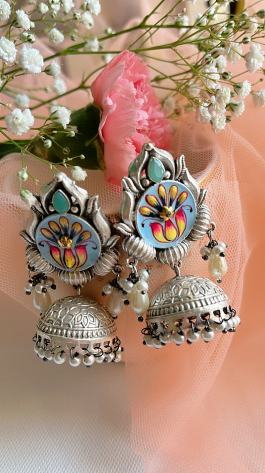 Sky Reet Jhumka Silver Earring