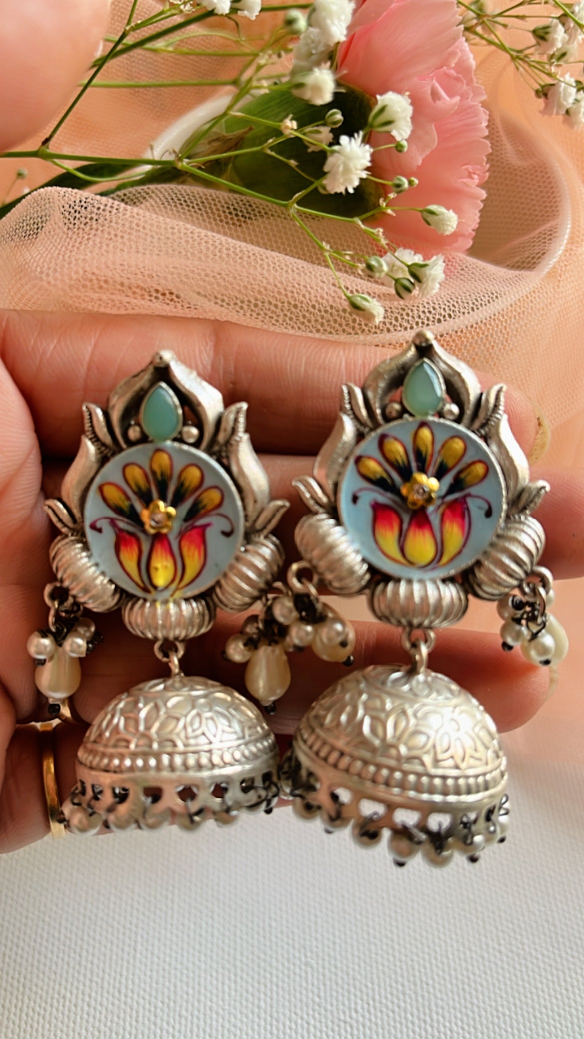 Sky Reet Jhumka Silver Earring