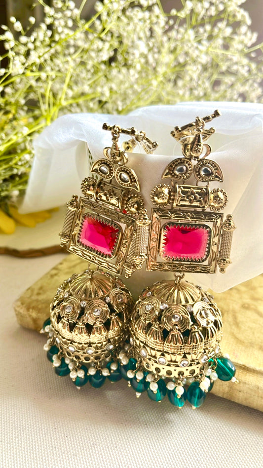 Ruby Damini Jhumka Earring