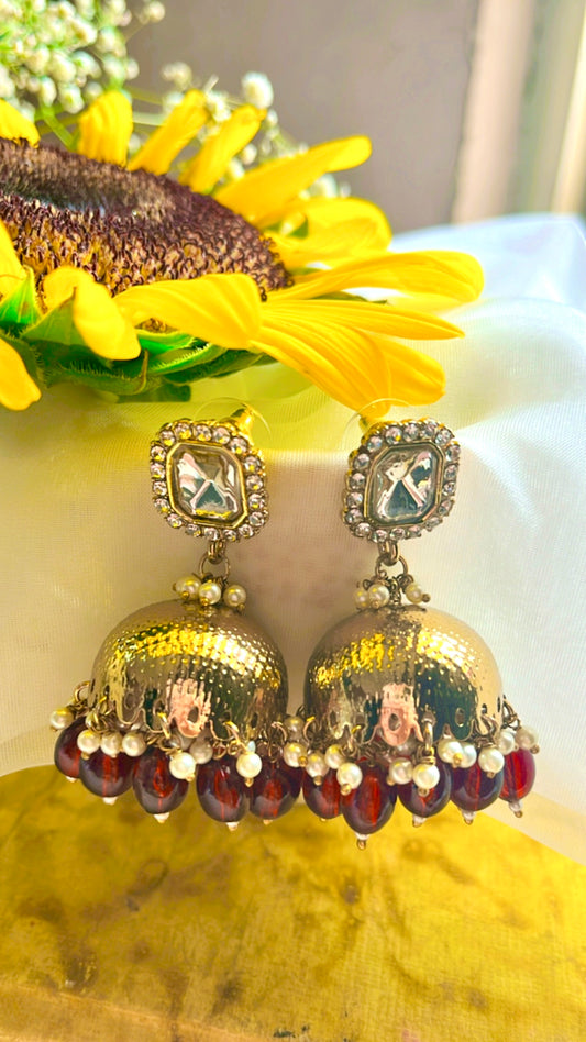 Red Pakisha Jhumka Earring