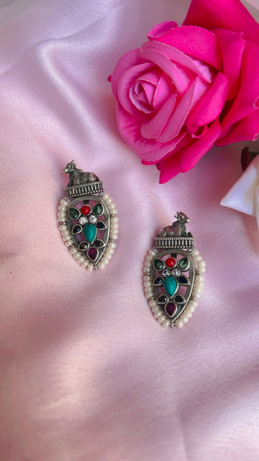 Multi Prisha Silver Earring