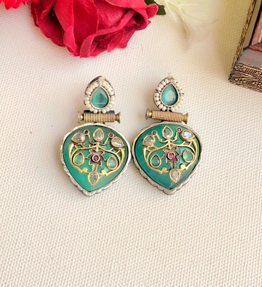 Green Chehak Silver Earring