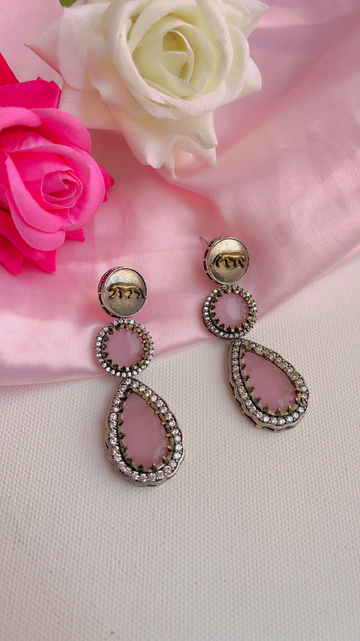 Pink Sachi Silver Earring