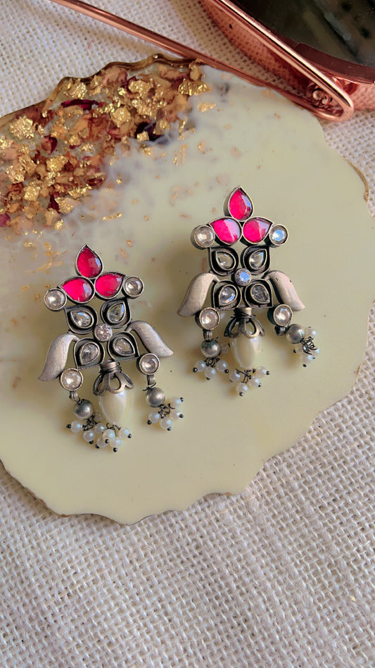 Pink Fidda Silver Earring