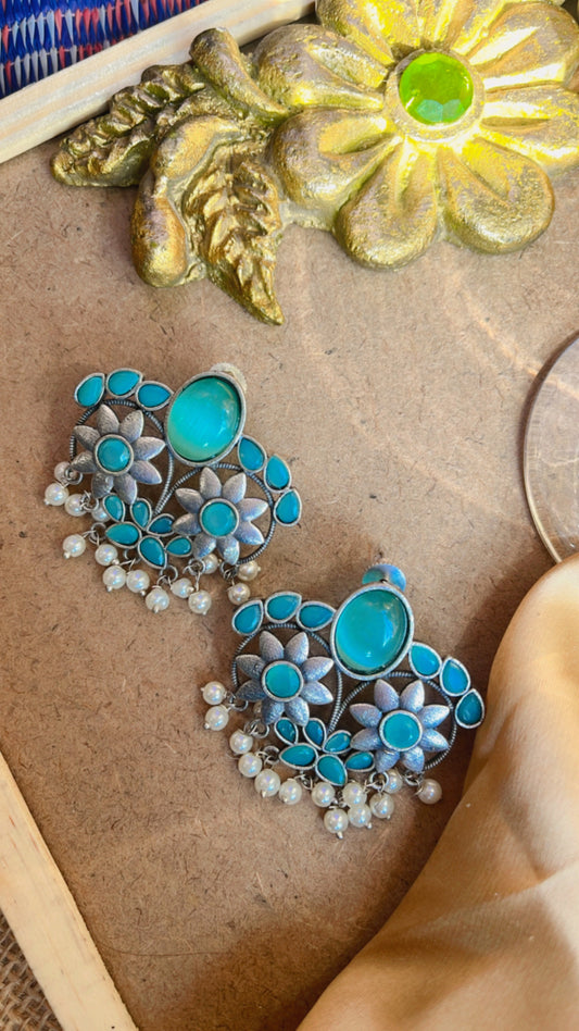 Blue Ekta Silver Earring