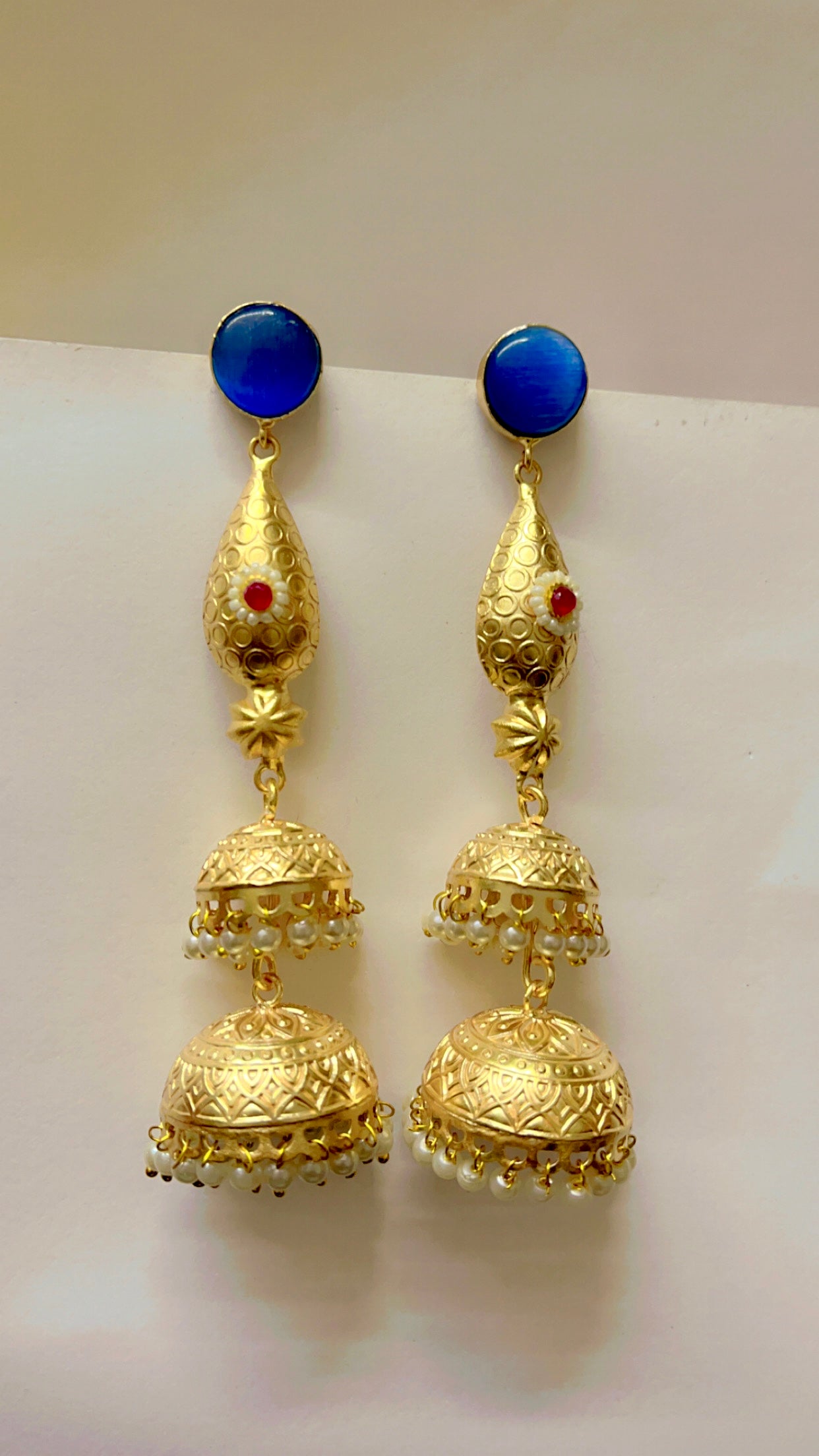 Blue Vrunda Jhumka Earring