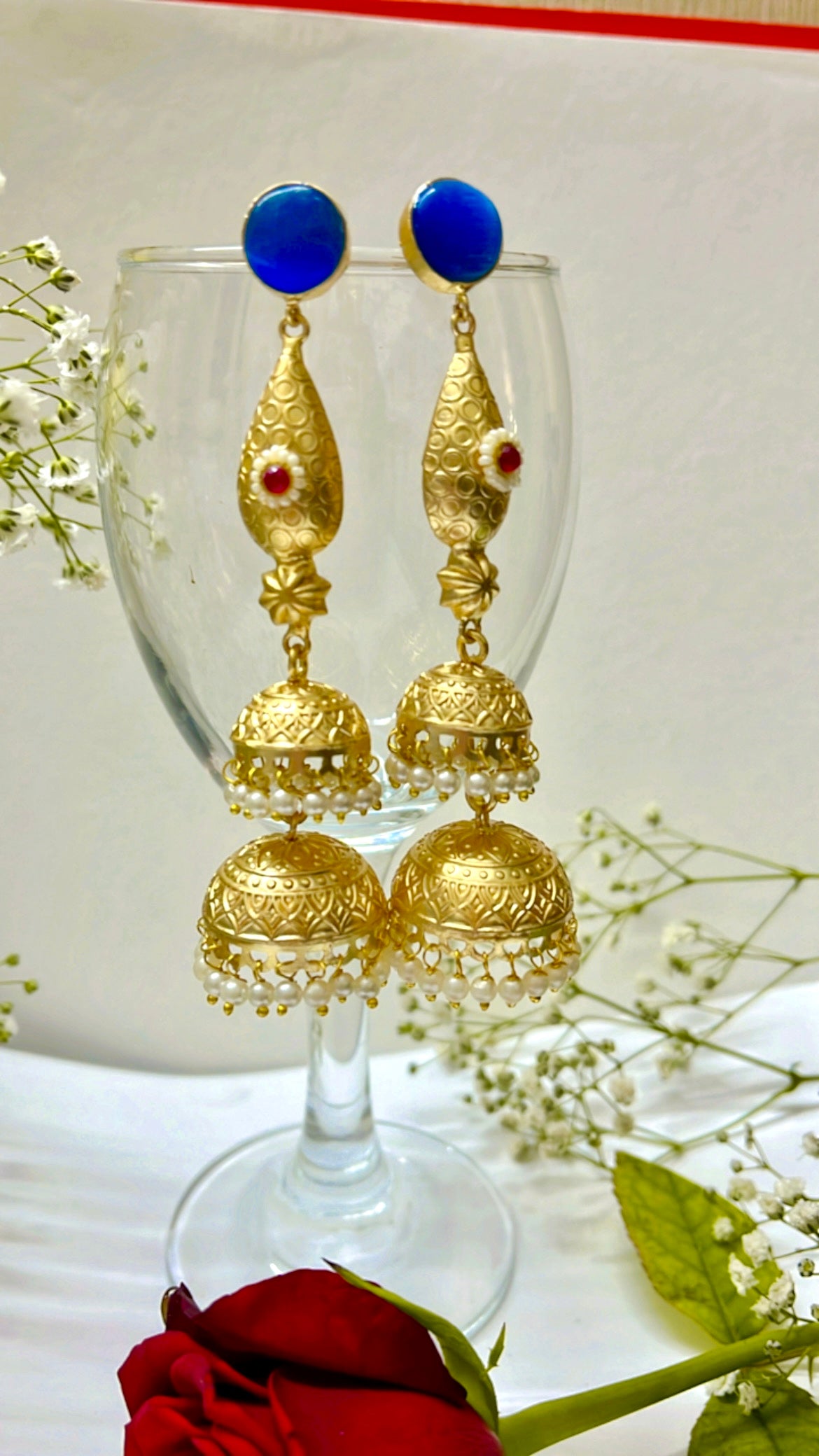 Blue Vrunda Jhumka Earring