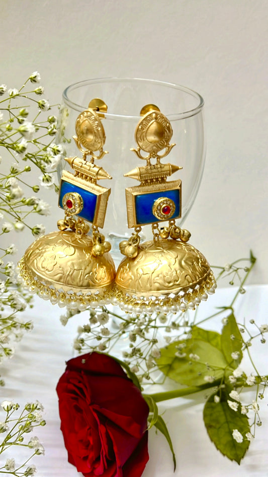 Blue Krina Jhumka Earring