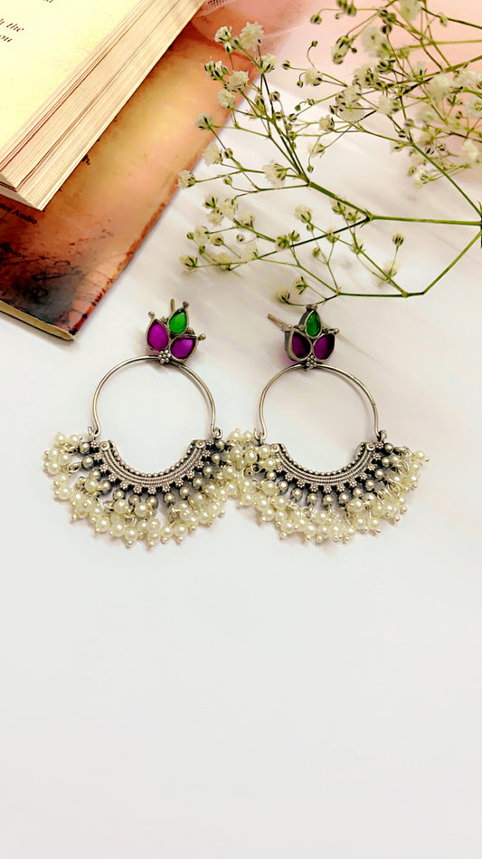 Pink Fizza Silver Earring