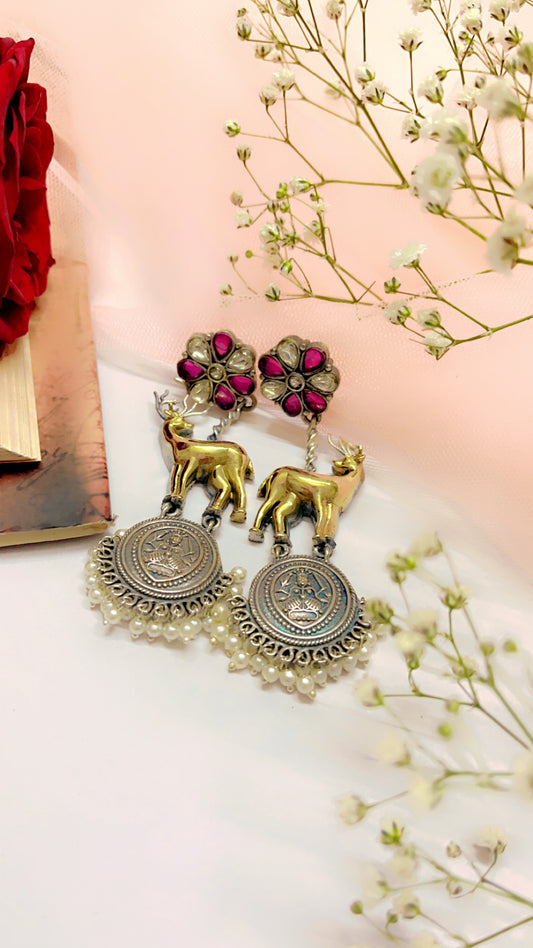 Pink Nyasa Silver Earring
