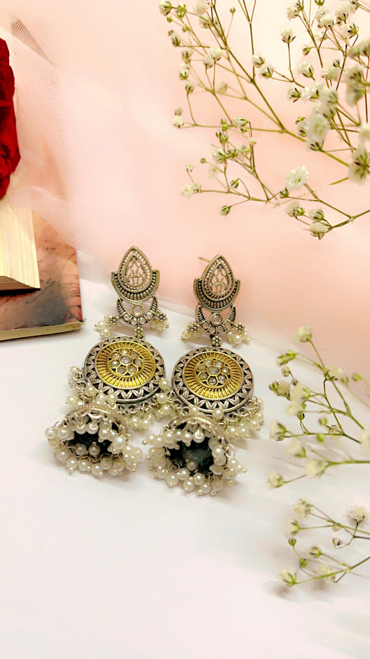 Tusti Silver Jhumka Earring