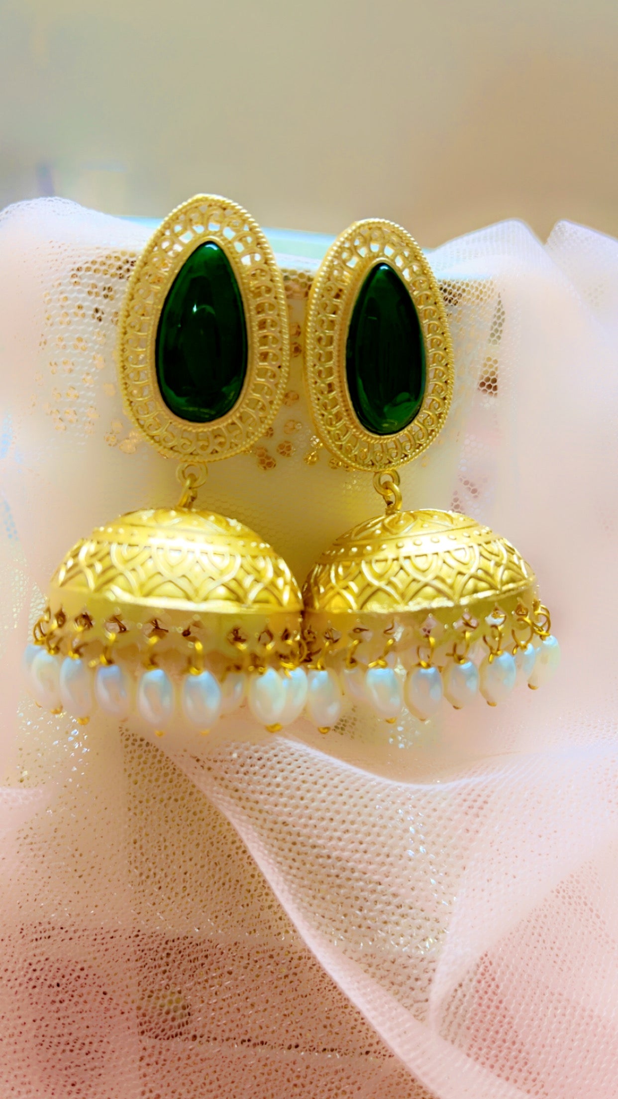 Green Gita Jhumka Earring