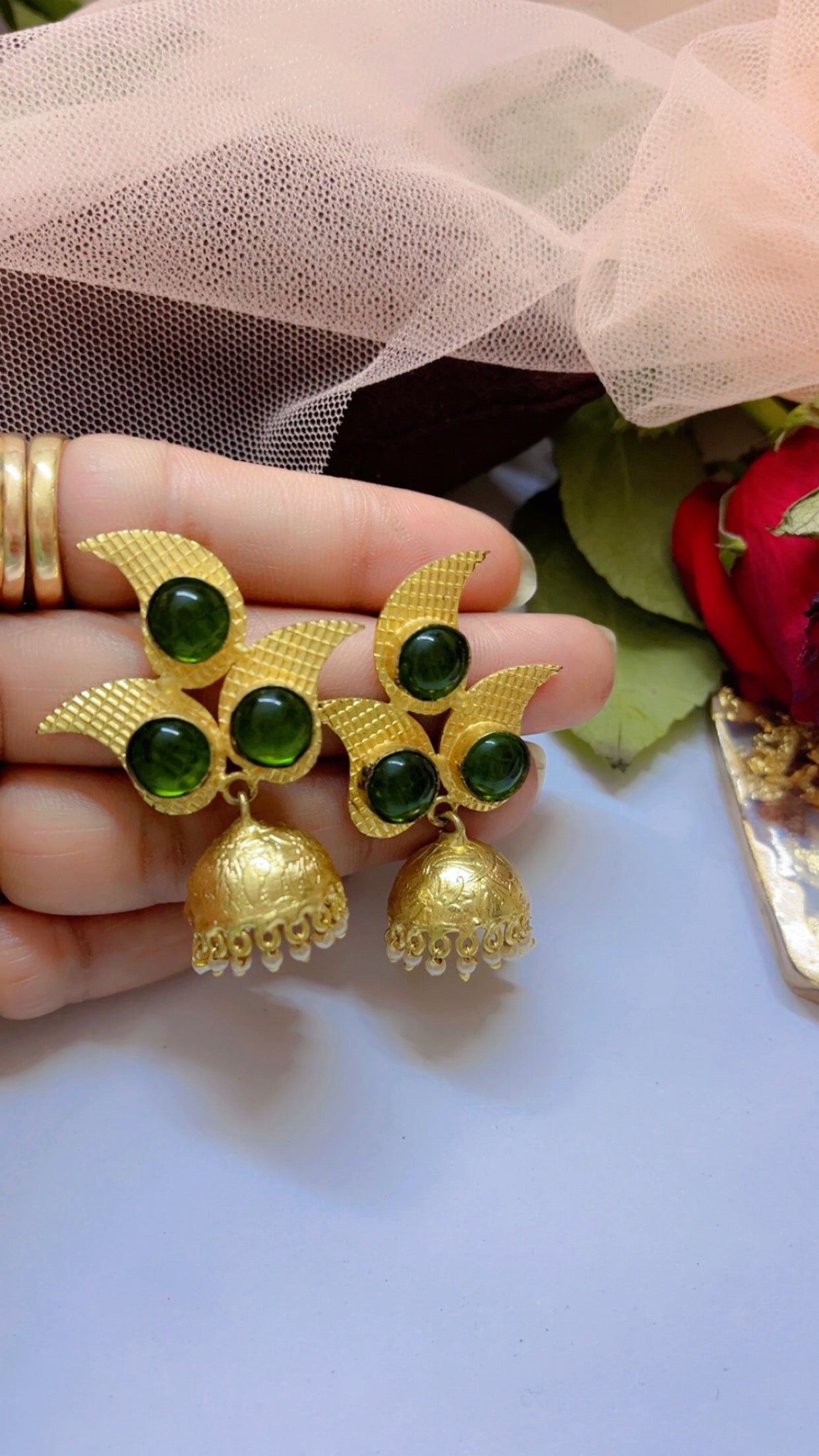 Green Somya Jhumka Earring