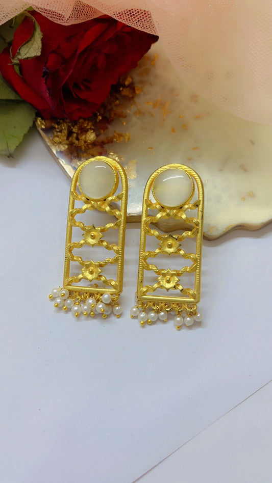 White Jharoka Earring