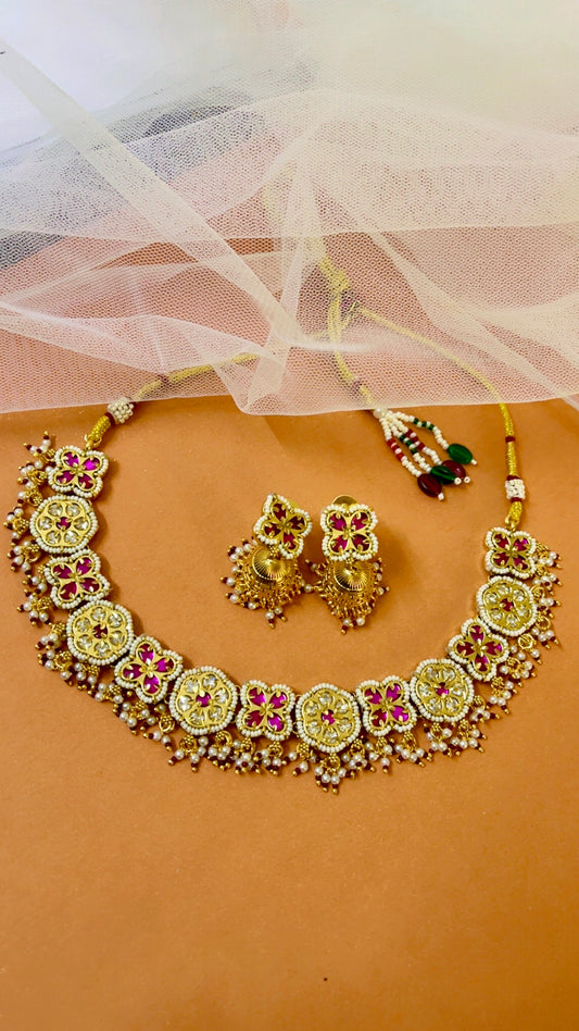 Pink Nakysa Neckpiece Set