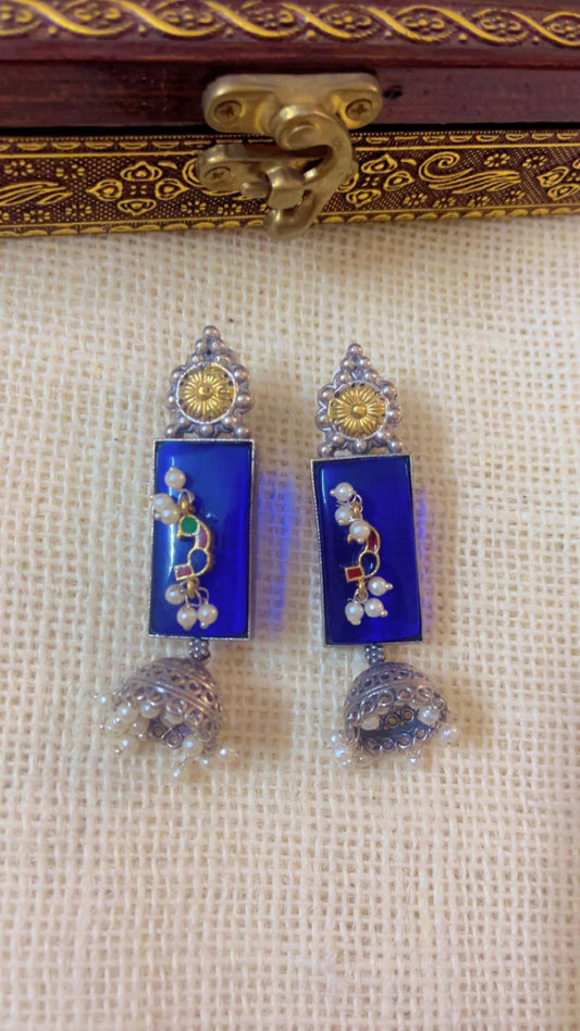 Blue Piyali Silver Earring