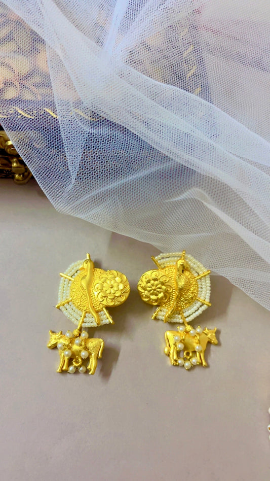 Golden Kamdhenu  Earring