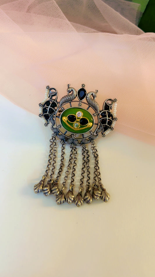 Green Vinika Silver Ring