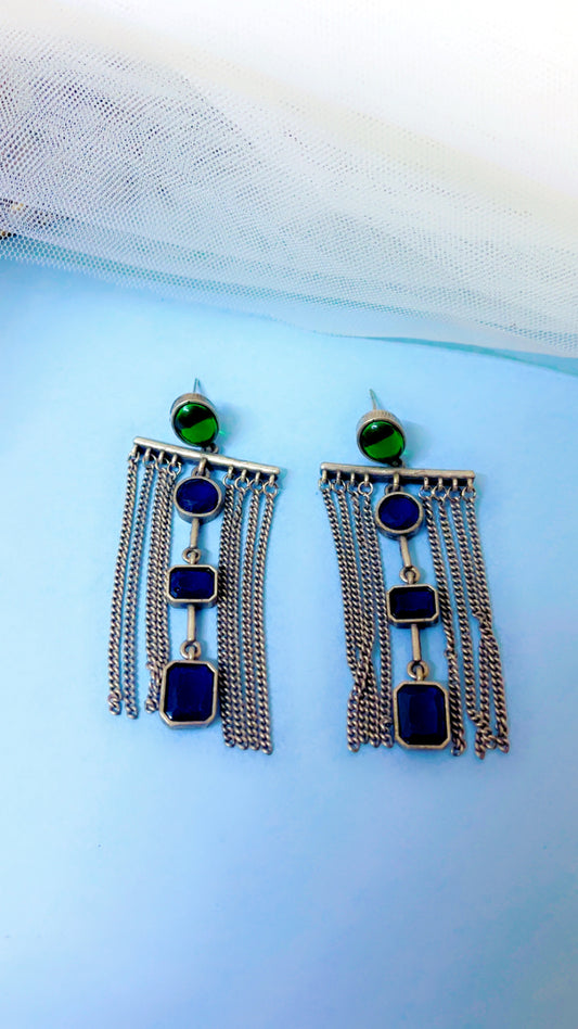 Black Ranjana Silver Earring