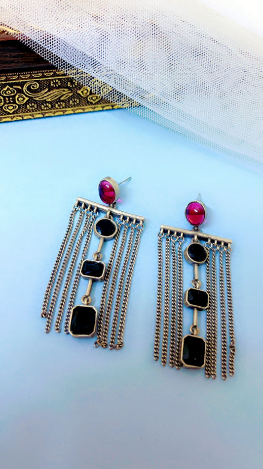 Pink Ranjana Silver Earring