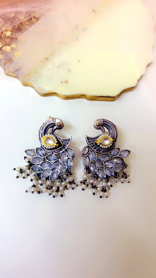 Black Kavya Silver Earring