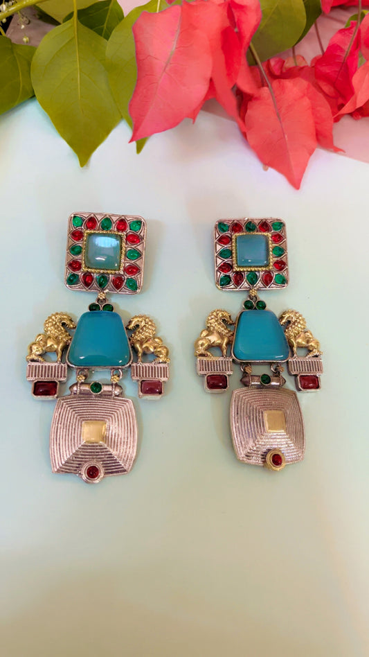 Blue Siyasha Silver Earring