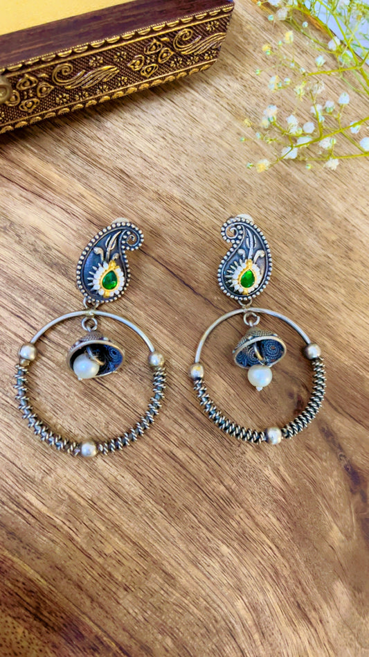 Green Kashi Silver Earring