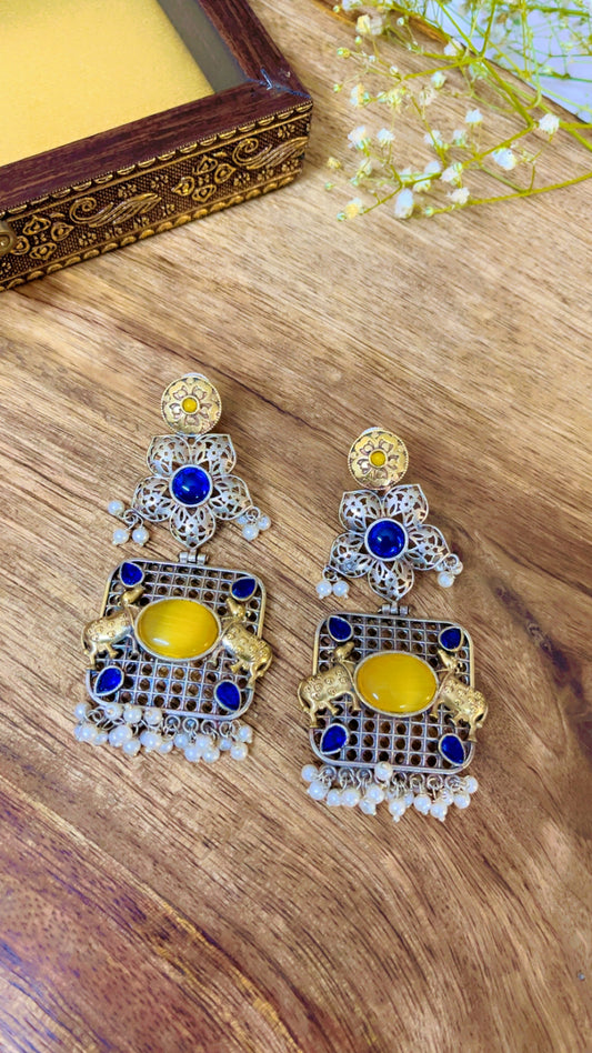 Yellow Naintara Silver Earring