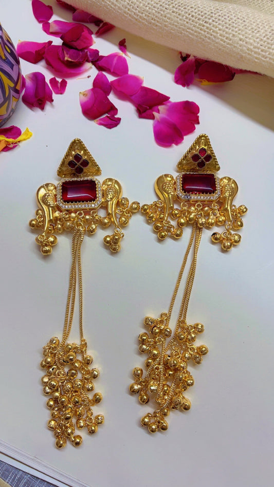 Red Nakashi Kashmiri Earring