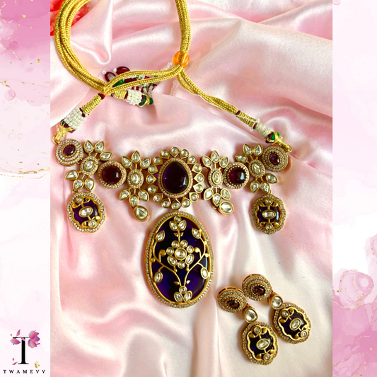 Purple Avnika Neckpiece Set